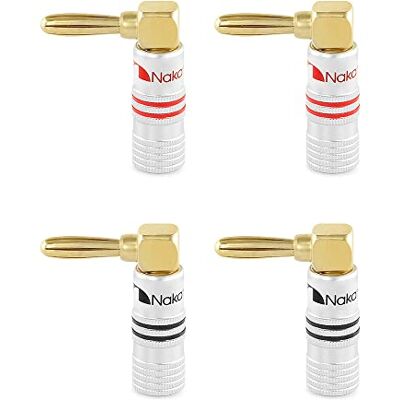 Nakamichi Excel Series 90 degrés Fiche banane plaquée or 24K 12-18 AWG pour haut-parleurs Amplificateur Hi-Fi Récepteur AV Stéréo audio Connecteur (90 Degrés Connecteur, 4 pièces (2 paires)) - Publicité Nakamichi Excel Series 90 degrés Fiche banane plaquée or 24K 12-18 AWG pour haut-parleurs Amplificateur Hi-Fi Récepteur AV Stéréo audio Connecteur (90 Degrés Connecteur, 4 pièces (2 paires)) - Publicité