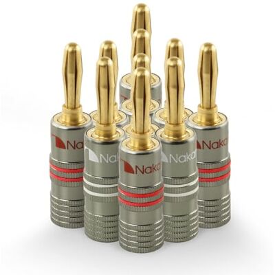 Nakamichi Série Ultime 24K Cuivre Rouge Béryllium Plaqué Or Fiche Banane Calibre 12-18 AWG 4mm pour Connecter Les Enceintes HiFi, Amplificateur, Récepteur et Systèmes Stéréo 10 pièces (5 paires) - Publicité Nakamichi Série Ultime 24K Cuivre Rouge Béryllium Plaqué Or Fiche Banane Calibre 12-18 AWG 4mm pour Connecter Les Enceintes HiFi, Amplificateur, Récepteur et Systèmes Stéréo 10 pièces (5 paires) - Publicité