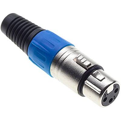 Keple Prise XLR 3 broches, bleue Prise pour microphone audio Prise DMX, adaptateur nickelé, fiche en métal avec boîtier en plastique - Publicité Keple Prise XLR 3 broches, bleue Prise pour microphone audio Prise DMX, adaptateur nickelé, fiche en métal avec boîtier en plastique - Publicité