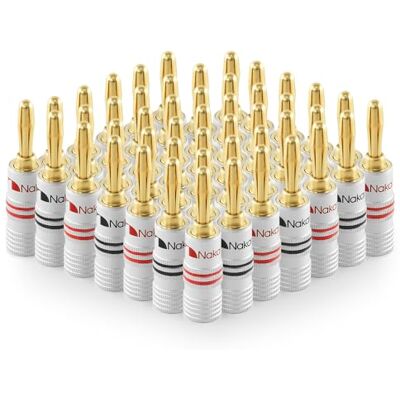 Nakamichi Fiche banane plaquée or 24K 12 AWG 18 AWG Calibre 4 mm pour haut-parleurs Amplificateur Hi-Fi Récepteur AV Stéréo Home Cinéma Audio Fil Câble Connecteur à vis 48 pièces (24 paires) - Publicité Nakamichi Fiche banane plaquée or 24K 12 AWG 18 AWG Calibre 4 mm pour haut-parleurs Amplificateur Hi-Fi Récepteur AV Stéréo Home Cinéma Audio Fil Câble Connecteur à vis 48 pièces (24 paires) - Publicité