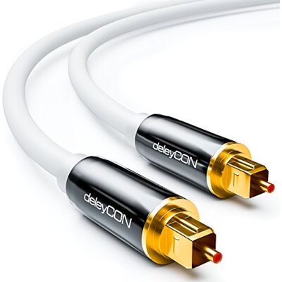 deleyCON 3,0m Câble Audio Numérique Optique S/PDIF 2x Toslink Fiche LWL Fibre Optique Connecteur Métallique 5mm Flexible Blanc - Publicité deleyCON 3,0m Câble Audio Numérique Optique S/PDIF 2x Toslink Fiche LWL Fibre Optique Connecteur Métallique 5mm Flexible Blanc - Publicité