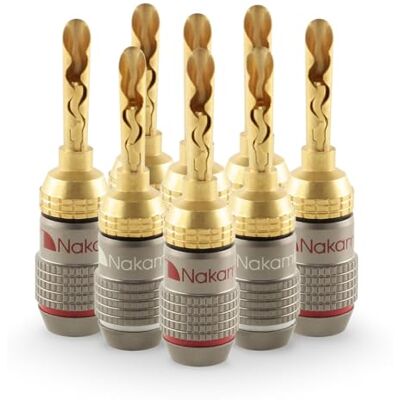 Nakamichi FanLock Fiche banane BFA plaquée or 24K 10 AWG 18 AWG Calibre 4 mm pour haut-parleurs Amplificateur Hi-Fi Stéréo Home Cinéma Audio Fil Câble Rapide Connecteur, 8 pièces (4 paires) - Publicité Nakamichi FanLock Fiche banane BFA plaquée or 24K 10 AWG 18 AWG Calibre 4 mm pour haut-parleurs Amplificateur Hi-Fi Stéréo Home Cinéma Audio Fil Câble Rapide Connecteur, 8 pièces (4 paires) - Publicité