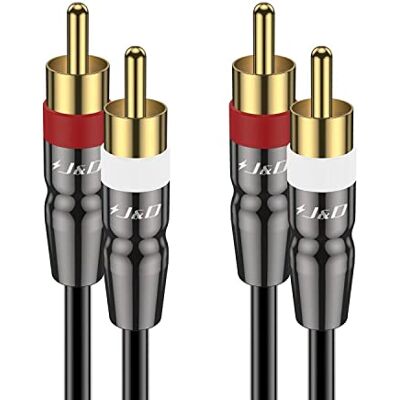 J&D Câble Cinch Audio Stéréo, Câble RCA 2 Mâle vers 2 Mâle Compatible avec Haut-Parleur, Amplificateur, Caisson de Basses, Home Cinéma Chaîne HiFi, Coque en Cuivre, 7,6 Mètres - Publicité J&D Câble Cinch Audio Stéréo, Câble RCA 2 Mâle vers 2 Mâle Compatible avec Haut-Parleur, Amplificateur, Caisson de Basses, Home Cinéma Chaîne HiFi, Coque en Cuivre, 7,6 Mètres - Publicité