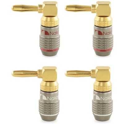 Nakamichi FanLock Fiche banane 90 degrés plaquée or 24K 10 AWG 18 AWG Calibre 4 mm pour haut-parleurs Amplificateur Hi-Fi Stéréo Home Cinéma Audio Fil Câble Rapide Connecteur, 4 pièces (2 paires) - Publicité Nakamichi FanLock Fiche banane 90 degrés plaquée or 24K 10 AWG 18 AWG Calibre 4 mm pour haut-parleurs Amplificateur Hi-Fi Stéréo Home Cinéma Audio Fil Câble Rapide Connecteur, 4 pièces (2 paires) - Publicité