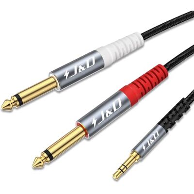 J&D Câble Stéréo Jack 3,5mm vers Double 6,35mm TRS vers TS Mono Adaptateur Répartiteur Y Nylon Tressé pour Smartphone Lecteur CD Enceintes et Ampli Home Cinéma, 1 Mètre, Gris - Publicité J&D Câble Stéréo Jack 3,5mm vers Double 6,35mm TRS vers TS Mono Adaptateur Répartiteur Y Nylon Tressé pour Smartphone Lecteur CD Enceintes et Ampli Home Cinéma, 1 Mètre, Gris - Publicité