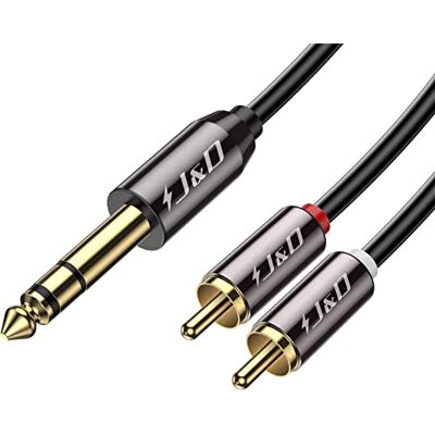 J&D 6,35 mm à 2RCA Câble, RCA Câble Plaqué Or Coquille de Cuivre Heavy Duty 6,35mm (1/4 Pouce) Mâle TRS à 2 RCA Mâle Adaptateur Audio Stéréo RCA Câble, 0.9 Meter - Publicité J&D 6,35 mm à 2RCA Câble, RCA Câble Plaqué Or Coquille de Cuivre Heavy Duty 6,35mm (1/4 Pouce) Mâle TRS à 2 RCA Mâle Adaptateur Audio Stéréo RCA Câble, 0.9 Meter - Publicité