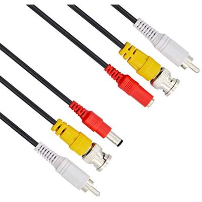 Keple Câble CCTV BNC, RCA, DC, câble d'alimentation audio vidéo, rallonge coaxiale pour systèmes de sécurité CCTV DVR de surveillance, connecteurs (2x prise BNC, 2x fiche RCA, fiche DC 2,1 mm) 5 m - Publicité Keple Câble CCTV BNC, RCA, DC, câble d'alimentation audio vidéo, rallonge coaxiale pour systèmes de sécurité CCTV DVR de surveillance, connecteurs (2x prise BNC, 2x fiche RCA, fiche DC 2,1 mm) 5 m - Publicité