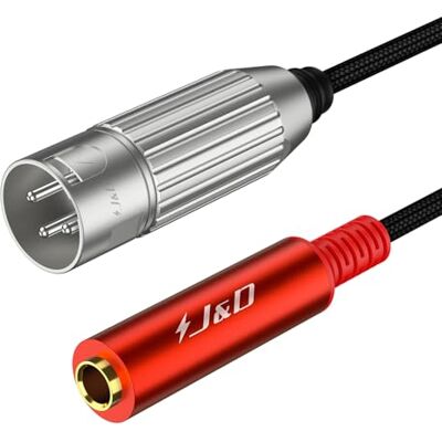 J&D Câble Audio Stéréo 1/4" Femelle vers XLR Mâle, Câble Interconnect TRS/TS 6,35 mm vers XLR 3 Broches, Tressé en Nylon, 0,3 m, Rouge - Publicité J&D Câble Audio Stéréo 1/4" Femelle vers XLR Mâle, Câble Interconnect TRS/TS 6,35 mm vers XLR 3 Broches, Tressé en Nylon, 0,3 m, Rouge - Publicité