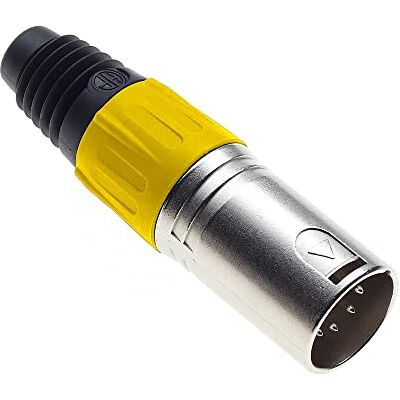 Keple Connecteur XLR 5 broches, jaune mâle audio microphone prise DMX prise jack, adaptateur nickelé, connecteur en métal avec boîtier en plastique - Publicité Keple Connecteur XLR 5 broches, jaune mâle audio microphone prise DMX prise jack, adaptateur nickelé, connecteur en métal avec boîtier en plastique - Publicité