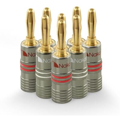 Nakamichi Série Ultime 24K Cuivre Rouge Béryllium Plaqué Or Fiche Banane Calibre 12-18 AWG 4mm pour Connecter Les Enceintes HiFi, Amplificateur, Récepteur et Systèmes Stéréo 8 pièces (4 paires) - Publicité Nakamichi Série Ultime 24K Cuivre Rouge Béryllium Plaqué Or Fiche Banane Calibre 12-18 AWG 4mm pour Connecter Les Enceintes HiFi, Amplificateur, Récepteur et Systèmes Stéréo 8 pièces (4 paires) - Publicité