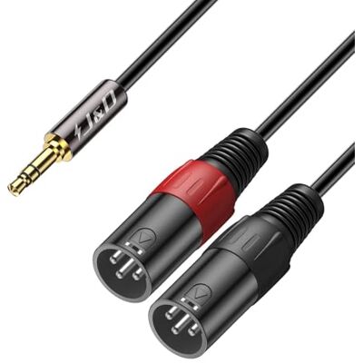 J&D 3,5mm 1/8 vers 2 XLR Répartiteur en Y Câble, PVC écalé 2X XLR Mâle à 3.5mm TRS Mâle Unbalanced Audio Stéréo Adaptateur de Patch Câble Interconnexion pour DSLR Camera Smartphone Laptop Mic, 0,9m - Publicité J&D 3,5mm 1/8 vers 2 XLR Répartiteur en Y Câble, PVC écalé 2X XLR Mâle à 3.5mm TRS Mâle Unbalanced Audio Stéréo Adaptateur de Patch Câble Interconnexion pour DSLR Camera Smartphone Laptop Mic, 0,9m - Publicité