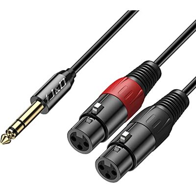 J&D 6,35mm TRS vers 2 XLR Microphone Câble, écalé Unbalanced 2 XLR Femelle à 6.35mm Mâle Audio Stéréo Adaptateur de Patch Câble Interconnexion pour Speaker,Mic,Mixer,AMP, 1,8 Meter - Publicité J&D 6,35mm TRS vers 2 XLR Microphone Câble, écalé Unbalanced 2 XLR Femelle à 6.35mm Mâle Audio Stéréo Adaptateur de Patch Câble Interconnexion pour Speaker,Mic,Mixer,AMP, 1,8 Meter - Publicité