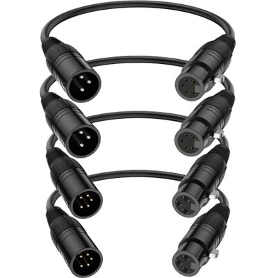 J&D Câble XLR, XLR 3 Broches vers 5 Broches, Femelle vers Mâle et Mâle vers Femelle Câble Audio, Câbles d’Éclairage DMX, Paquet de 4, 30 cm - Publicité J&D Câble XLR, XLR 3 Broches vers 5 Broches, Femelle vers Mâle et Mâle vers Femelle Câble Audio, Câbles d’Éclairage DMX, Paquet de 4, 30 cm - Publicité