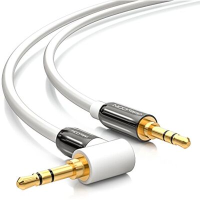 deleyCON 5m Câble Jack 3,5mm AUX Câble Audio Stéréo Fiche Jack 1x Coudée 90° pour PC Laptop Smartphone Tablette Voiture Récepteur HiFi Blanc - Publicité deleyCON 5m Câble Jack 3,5mm AUX Câble Audio Stéréo Fiche Jack 1x Coudée 90° pour PC Laptop Smartphone Tablette Voiture Récepteur HiFi Blanc - Publicité