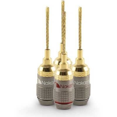 Nakamichi FanLock Fiche à Broche Flexible 2mm Plaquée Or 24K 10 AWG – 18 AWG Calibre 4 mm pour Haut-parleurs, Amplificateur Hi-Fi, Borne à Ressort, Connecteur Audio Rapide, 4 Pièces (2 Paires) - Publicité Nakamichi FanLock Fiche à Broche Flexible 2mm Plaquée Or 24K 10 AWG – 18 AWG Calibre 4 mm pour Haut-parleurs, Amplificateur Hi-Fi, Borne à Ressort, Connecteur Audio Rapide, 4 Pièces (2 Paires) - Publicité