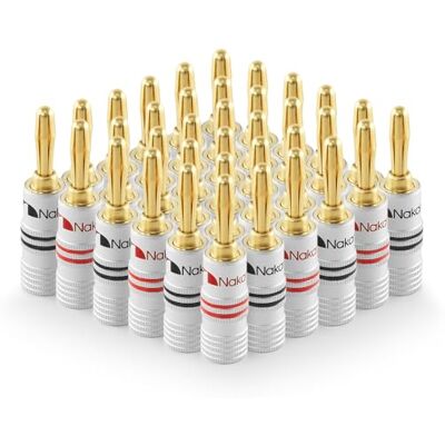 Nakamichi Fiche banane plaquée or 24K 12 AWG 18 AWG Calibre 4 mm pour haut-parleurs Amplificateur Hi-Fi Récepteur AV Stéréo Home Cinéma Audio Fil Câble Connecteur à vis 36 pièces (18 paires) - Publicité Nakamichi Fiche banane plaquée or 24K 12 AWG 18 AWG Calibre 4 mm pour haut-parleurs Amplificateur Hi-Fi Récepteur AV Stéréo Home Cinéma Audio Fil Câble Connecteur à vis 36 pièces (18 paires) - Publicité
