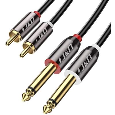J&D RCA vers Jack 6,35mm Câble 4,5 M, Plaqué Or Coquille de Cuivre Heavy Duty 2 x 6,35mm (1/4 Pouce) Mâle TS à 2 RCA Mâle Connecteur Adaptateur Audio Stéréo Haut-Parleurs - Publicité J&D RCA vers Jack 6,35mm Câble 4,5 M, Plaqué Or Coquille de Cuivre Heavy Duty 2 x 6,35mm (1/4 Pouce) Mâle TS à 2 RCA Mâle Connecteur Adaptateur Audio Stéréo Haut-Parleurs - Publicité
