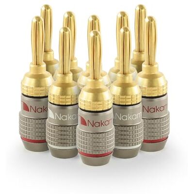 Nakamichi FanLock Fiche banane plaquée or 24K 10 AWG 18 AWG Calibre 4 mm pour haut-parleurs Amplificateur Hi-Fi Récepteur Stéréo Home Cinéma Audio Fil Câble Rapide Connecteur, 10 pièces (5 paires) - Publicité Nakamichi FanLock Fiche banane plaquée or 24K 10 AWG 18 AWG Calibre 4 mm pour haut-parleurs Amplificateur Hi-Fi Récepteur Stéréo Home Cinéma Audio Fil Câble Rapide Connecteur, 10 pièces (5 paires) - Publicité