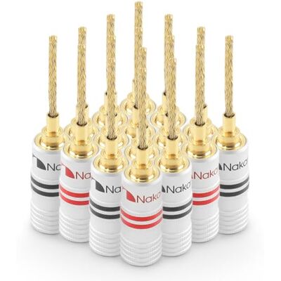 Nakamichi GrubLock Fiche Broche Flexible 2 mm Plaquée Or 24K, 10 AWG 18 AWG Connecteur Haut-Parleurs, Borne à Ressort, Câble Enceinte, Amplificateur Hi-FI, Connecteur à vis, 16 Pièces (8 Paires) - Publicité Nakamichi GrubLock Fiche Broche Flexible 2 mm Plaquée Or 24K, 10 AWG 18 AWG Connecteur Haut-Parleurs, Borne à Ressort, Câble Enceinte, Amplificateur Hi-FI, Connecteur à vis, 16 Pièces (8 Paires) - Publicité
