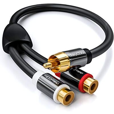deleyCON 0,20m Câble Audio AUX RCA en Y Câble Répartiteur pour Caisson de Basses 1x Fiche vers 2x Prises RCA Contacts Plaqués or - Publicité deleyCON 0,20m Câble Audio AUX RCA en Y Câble Répartiteur pour Caisson de Basses 1x Fiche vers 2x Prises RCA Contacts Plaqués or - Publicité