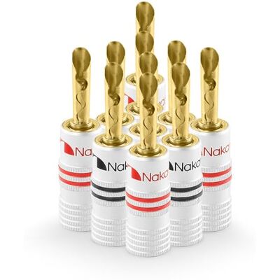 Nakamichi Excel Series BFA Fiche banane plaquée or 24K 12-18 AWG Calibre 4 mm pour haut-parleurs Amplificateur Hi-Fi Récepteur AV Stéréo audio Connecteur (Fiches Banane BFA, 10-pièces (5 paires)) - Publicité Nakamichi Excel Series BFA Fiche banane plaquée or 24K 12-18 AWG Calibre 4 mm pour haut-parleurs Amplificateur Hi-Fi Récepteur AV Stéréo audio Connecteur (Fiches Banane BFA, 10-pièces (5 paires)) - Publicité