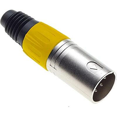 Keple Fiche XLR 4 broches, jaune mâle audio microphone DMX fiche jack, adaptateur nickelé, fiche en métal avec boîtier en plastique - Publicité Keple Fiche XLR 4 broches, jaune mâle audio microphone DMX fiche jack, adaptateur nickelé, fiche en métal avec boîtier en plastique - Publicité