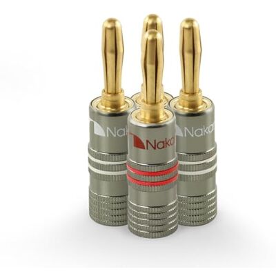 Nakamichi Série Ultime 24K Cuivre Rouge Béryllium Plaqué Or Fiche Banane Calibre 12-18 AWG 4mm pour Connecter Les Enceintes HiFi, Amplificateur, Récepteur et Systèmes Stéréo 4 pièces (2 paires) - Publicité Nakamichi Série Ultime 24K Cuivre Rouge Béryllium Plaqué Or Fiche Banane Calibre 12-18 AWG 4mm pour Connecter Les Enceintes HiFi, Amplificateur, Récepteur et Systèmes Stéréo 4 pièces (2 paires) - Publicité