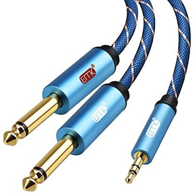 EMK Câble AUX 3,5 mm à Double 6,35 TS jack à mâle Câble Audio Stéréo (2 m) jack Mono Y Splitter pour Téléphone, Ordinateur, Mélangeur, Haut-parleur, amplificateur Adaptateur Canal 6,35 mm - Publicité EMK Câble AUX 3,5 mm à Double 6,35 TS jack à mâle Câble Audio Stéréo (2 m) jack Mono Y Splitter pour Téléphone, Ordinateur, Mélangeur, Haut-parleur, amplificateur Adaptateur Canal 6,35 mm - Publicité