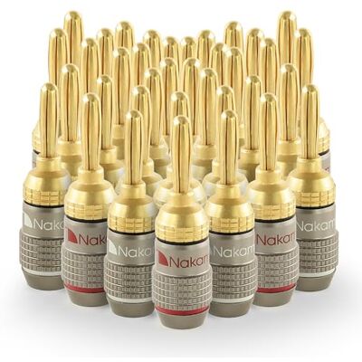 Nakamichi FanLock Fiche banane plaquée or 24K 10 AWG 18 AWG Calibre 4 mm pour haut-parleurs Amplificateur Hi-Fi Récepteur Stéréo Home Cinéma Audio Fil Câble Rapide Connecteur, 36 pièces (18 paires) - Publicité Nakamichi FanLock Fiche banane plaquée or 24K 10 AWG 18 AWG Calibre 4 mm pour haut-parleurs Amplificateur Hi-Fi Récepteur Stéréo Home Cinéma Audio Fil Câble Rapide Connecteur, 36 pièces (18 paires) - Publicité