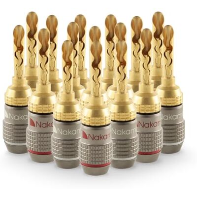 Nakamichi FanLock Fiche banane BFA plaquée or 24K 10 AWG 18 AWG Calibre 4 mm pour haut-parleurs Amplificateur Hi-Fi Stéréo Home Cinéma Audio Fil Câble Rapide Connecteur, 16 pièces (8 paires) - Publicité Nakamichi FanLock Fiche banane BFA plaquée or 24K 10 AWG 18 AWG Calibre 4 mm pour haut-parleurs Amplificateur Hi-Fi Stéréo Home Cinéma Audio Fil Câble Rapide Connecteur, 16 pièces (8 paires) - Publicité