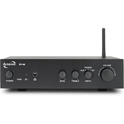 Dynavox VP-40 Ampli conpact stéréo, entrée Phono pour Platine Disque, BT, réglage Basses/aigües, Prise Casque, Coloris Noir - Publicité Dynavox VP-40 Ampli conpact stéréo, entrée Phono pour Platine Disque, BT, réglage Basses/aigües, Prise Casque, Coloris Noir - Publicité