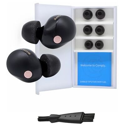 Comply TrueGrip Lot de 3 Paires d'embouts en Mousse à mémoire de Forme pour Tous Les écouteurs Sony TrueWireless, Taille S, Noir, Isolation sonore supérieure, Confort accru, Ajustement sécurisé avec - Publicité Comply TrueGrip Lot de 3 Paires d'embouts en Mousse à mémoire de Forme pour Tous Les écouteurs Sony TrueWireless, Taille S, Noir, Isolation sonore supérieure, Confort accru, Ajustement sécurisé avec - Publicité