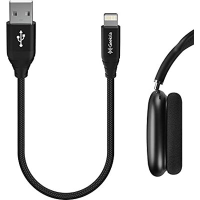 GEEKRIA Câble USB pour charge d’écouteurs, compatible avec Apple AirPods Max/Pro, Beats Solo Pro, Powerbeats Pro, certifié MFi, USB vers Lightning (30 cm) - Publicité GEEKRIA Câble USB pour charge d’écouteurs, compatible avec Apple AirPods Max/Pro, Beats Solo Pro, Powerbeats Pro, certifié MFi, USB vers Lightning (30 cm) - Publicité