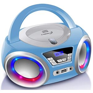 Cyberlux Lecteur CD avec éclairage LED   Prise casque   Radio stéréo portable   Radio enfant   chaîne stéréo   USB   lecteur CD/MP3   radio FM   prise casque   entrée AUX - Publicité