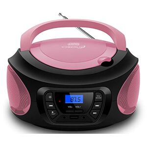 Cyberlux Boombox Lecteur CD portable CD/CD-R USB Radio FM Entrée AUX-IN Prise casque Radio enfants Radio CD Chaîne stéréo Système compact Rose vif (Pretty Pink) - Publicité