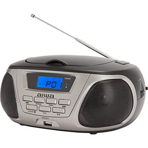 Aiwa BBTU-300TN Lecteur CD Portable, Radio CD (Radio FM, Technologie Hyperbass, entrée Audio, Bluetooth, USB, Couleur : Titane - Publicité