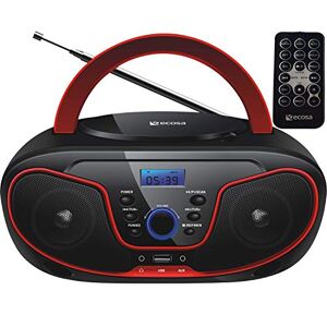 ecosa Lecteur CD portable Boombox CD/CD-R USB radio FM entrée AUX prise casque lecteur CD radio enfant radio CD chaîne stéréo système compact (Cherry Kiss Red) - Publicité
