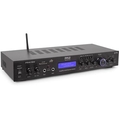 Pyle Ampli Bluetooth 5 Canaux à Montage en Rack, Amplificateur de Haut-Parleur Home , Streaming Bluetooth sans Fil, MP3/USB/SD/AUX/Radio FM, 200 Watts avec LCD ID3 Numérique, Noir - Publicité Pyle Ampli Bluetooth 5 Canaux à Montage en Rack, Amplificateur de Haut-Parleur Home , Streaming Bluetooth sans Fil, MP3/USB/SD/AUX/Radio FM, 200 Watts avec LCD ID3 Numérique, Noir - Publicité