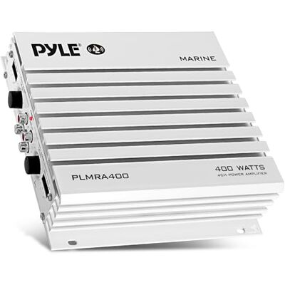 Pyle Amplificateur étanche avec 4 canaux et une puissance de 400 Watts. Idéal pour bateau, scooter de mer etc. Publicité Pyle Amplificateur étanche avec 4 canaux et une puissance de 400 Watts. Idéal pour bateau, scooter de mer etc. Publicité