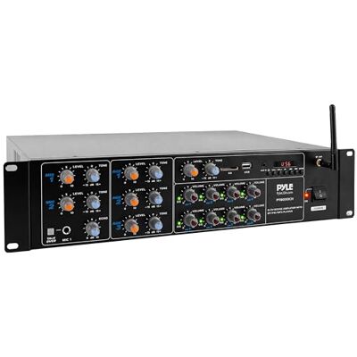 Pyle Amplificateur Bluetooth sans Fil 8 Canaux 4000W Rack Mount Multi Zone Sound Mixer Système Audio Stéréo Maison avec RCA, USB, AUX pour Haut-parleurs, PA, Théâtre, Studio/Scène - Publicité Pyle Amplificateur Bluetooth sans Fil 8 Canaux 4000W Rack Mount Multi Zone Sound Mixer Système Audio Stéréo Maison avec RCA, USB, AUX pour Haut-parleurs, PA, Théâtre, Studio/Scène - Publicité