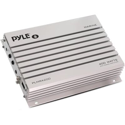 Pyle Amplificateur étanche avec 2 canaux et une puissance de 400 Watts. Idéal pour bateau, scooter de mer etc. Publicité Pyle Amplificateur étanche avec 2 canaux et une puissance de 400 Watts. Idéal pour bateau, scooter de mer etc. Publicité