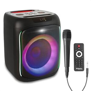 Ibiza CUBE180 Enceinte de 6.5”/16cm de 180W sur batterie avec micro filaire et effet lumineux Bluetooth, USB, MicroSD, TWS Noir - Publicité Ibiza CUBE180 Enceinte de 6.5”/16cm de 180W sur batterie avec micro filaire et effet lumineux Bluetooth, USB, MicroSD, TWS Noir - Publicité