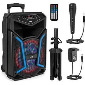 Pyle Haut-Parleur Bluetooth PA Portable 800 W Max, Enceinte Karaoke avec Microphone Filaire, Subwoofer 12", Lumières LED, Radio FM, USB/Carte SD MP3, Entrée Micro/Guitare, Batterie Rechargeable, Roues - Publicité Pyle Haut-Parleur Bluetooth PA Portable 800 W Max, Enceinte Karaoke avec Microphone Filaire, Subwoofer 12", Lumières LED, Radio FM, USB/Carte SD MP3, Entrée Micro/Guitare, Batterie Rechargeable, Roues - Publicité
