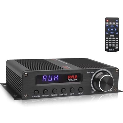 Pyle Amplificateur Home Cinéma Bluetooth 5.1 Canaux – Récepteur Audio Vidéo 100 W avec HDMI, Son Surround, Subwoofer, AUX, FM, Télécommande, Compatible TV, PC et Haut-Parleurs - Publicité Pyle Amplificateur Home Cinéma Bluetooth 5.1 Canaux – Récepteur Audio Vidéo 100 W avec HDMI, Son Surround, Subwoofer, AUX, FM, Télécommande, Compatible TV, PC et Haut-Parleurs - Publicité