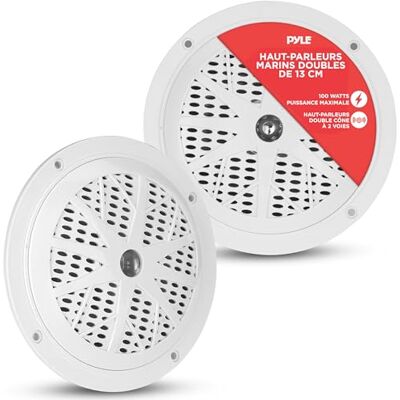 Pyle Enceintes Marine Doubles 13,34 cm Haut-Parleur Extérieur 2 Voies étanche et Résistant aux Intempéries Puissance de 100 Watts Cône en Polypropylène et Entourage en Tissu 1 Paire Blanc - Publicité Pyle Enceintes Marine Doubles 13,34 cm Haut-Parleur Extérieur 2 Voies étanche et Résistant aux Intempéries Puissance de 100 Watts Cône en Polypropylène et Entourage en Tissu 1 Paire Blanc - Publicité