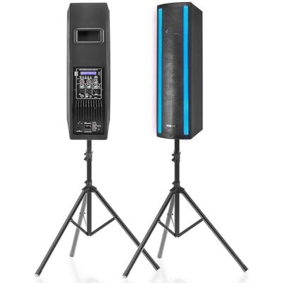 Pyle Système de Haut-Parleur Portable Bluetooth PA 3 Voies Actif & Passif pour l'extérieur Système PA Portable avec entrée Microphone, lumières de fête, trépied Radio FM, télécommande, Noir - Publicité Pyle Système de Haut-Parleur Portable Bluetooth PA 3 Voies Actif & Passif pour l'extérieur Système PA Portable avec entrée Microphone, lumières de fête, trépied Radio FM, télécommande, Noir - Publicité