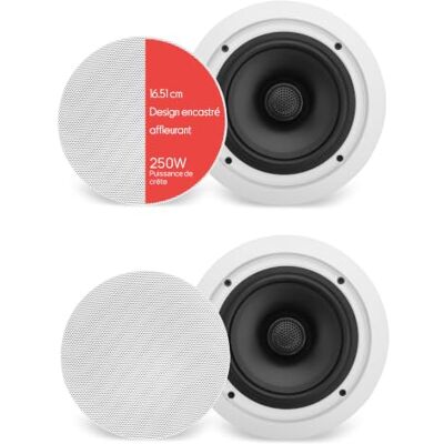 Pyle Enceinte Plafond/Murale 16,5 cm Système d'Enceintes 2 Voies avec Tweeter Orientable en Titane de 2,5 cm -Haut Parleur Encastrable Plafond - Publicité Pyle Enceinte Plafond/Murale 16,5 cm Système d'Enceintes 2 Voies avec Tweeter Orientable en Titane de 2,5 cm -Haut Parleur Encastrable Plafond - Publicité