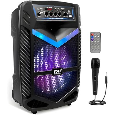 Pyle Enceinte Bluetooth, 600 W, Haut-Parleur Bluetooth Portable, Enceinte avec Roues, Batterie Rechargeable avec Subwoofer et Tweeter, Fonction d'Enregistrement, Micro Filaire SD/USB/AUX Radio - Publicité Pyle Enceinte Bluetooth, 600 W, Haut-Parleur Bluetooth Portable, Enceinte avec Roues, Batterie Rechargeable avec Subwoofer et Tweeter, Fonction d'Enregistrement, Micro Filaire SD/USB/AUX Radio - Publicité