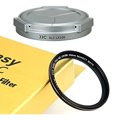 Fotasy JJC Silver LX100 Capuchon de protection automatique compatible avec Panasonic Lumix LX100 LX100 II Leica D-LUX Typ 109 D-LUX 7, LX100II Mark II M2, D LUX 7 Filtre UV MRC Nano MC 43 mm - Publicité Fotasy JJC Silver LX100 Capuchon de protection automatique compatible avec Panasonic Lumix LX100 LX100 II Leica D-LUX Typ 109 D-LUX 7, LX100II Mark II M2, D LUX 7 Filtre UV MRC Nano MC 43 mm - Publicité