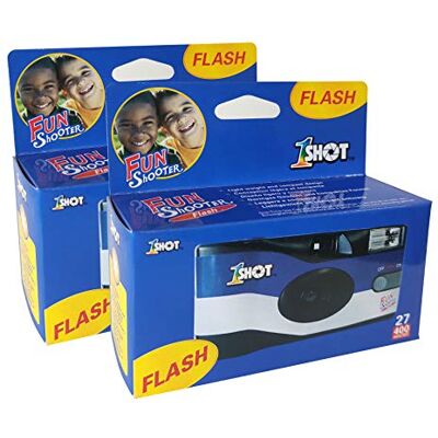1 Shot Lot de 2 appareils photo jetables Appareil photo à usage unique avec flash Film couleur ASA/ISO 400 27 poses Appareil photo jetable pour fête, mariage, voyage - Publicité 1 Shot Lot de 2 appareils photo jetables Appareil photo à usage unique avec flash Film couleur ASA/ISO 400 27 poses Appareil photo jetable pour fête, mariage, voyage - Publicité